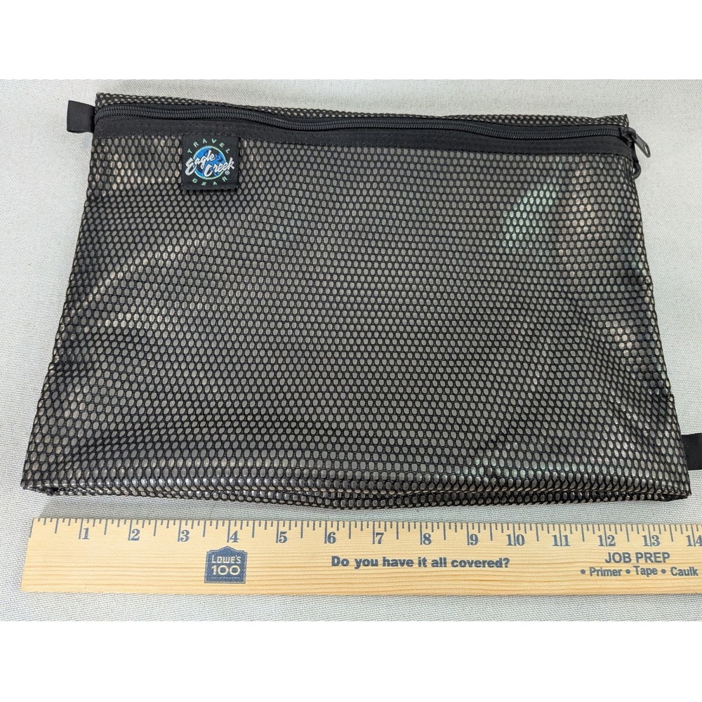 Eagle Creek Travel Organizer Pouches Set of 3 Black Mesh Excellent Zipper Clips - Picture 6 of 11